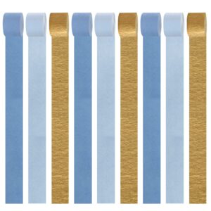 Light-Dusty Blue Gold Party-Decorations Streamers - 9 Rolls Birthday Baby Bridal Shower Wedding Crepe Tissue Paper Streamer Bachelorette Engagement Garland Decor Panduola