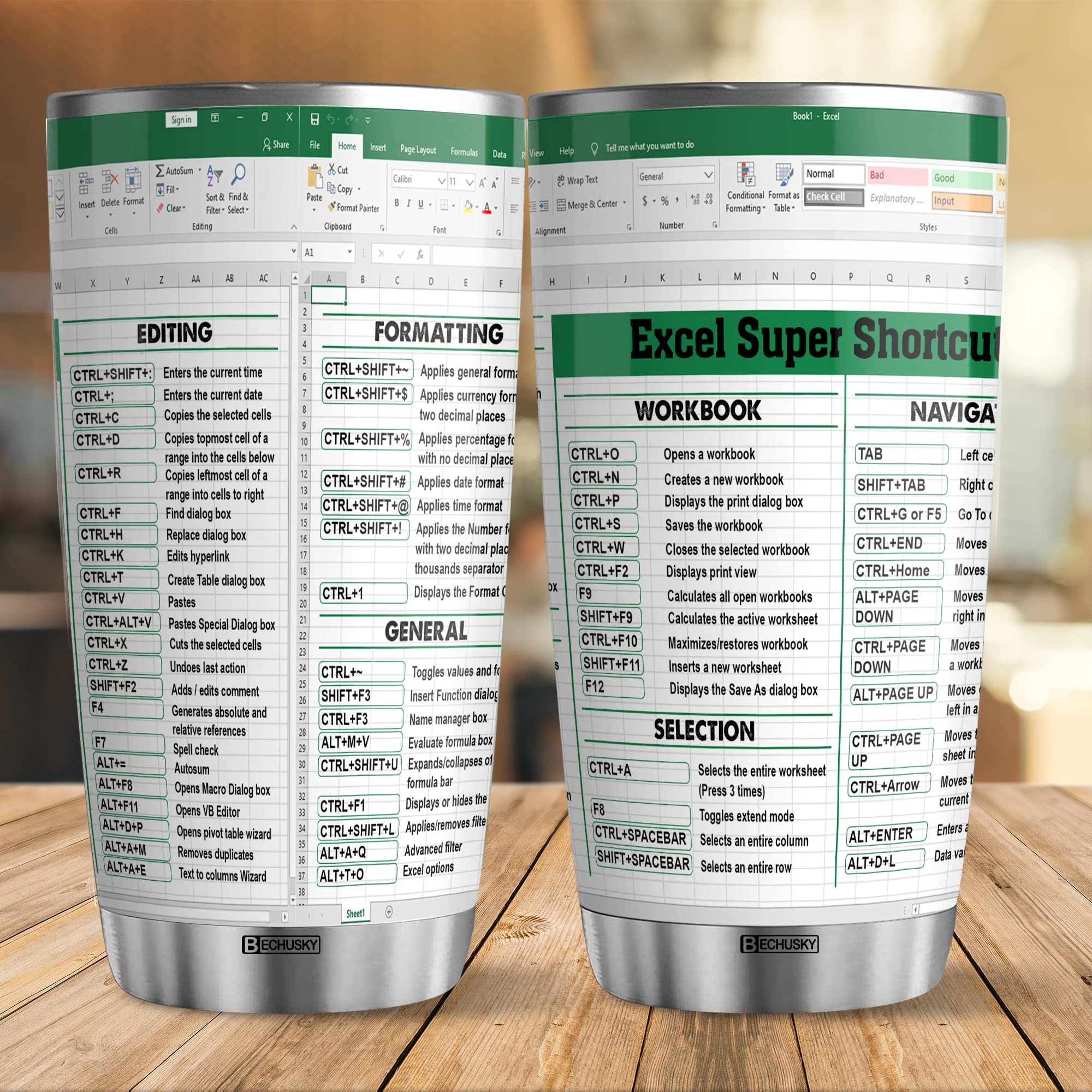 BECHUSKY Excel Tumbler Group Excel Shortcut Tumbler Excel Cheat Sheet Travel Spreadsheet Accounting Student Senior Accountant CPA Gift For Coworker Colleague Friend On Birthday Anniversary Christmas