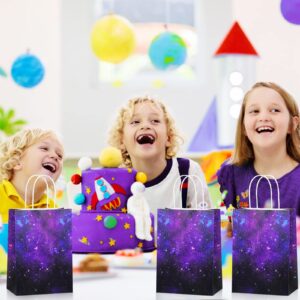 Pajean 16 Pcs Galaxy Favor Bag Galaxy Party Bags with Handles Stars Goodies Bags Galaxy Outer Space Treat Bags Solar System Candy Bags for Baby Shower Decorations Galaxy Themed Birthday Supplies