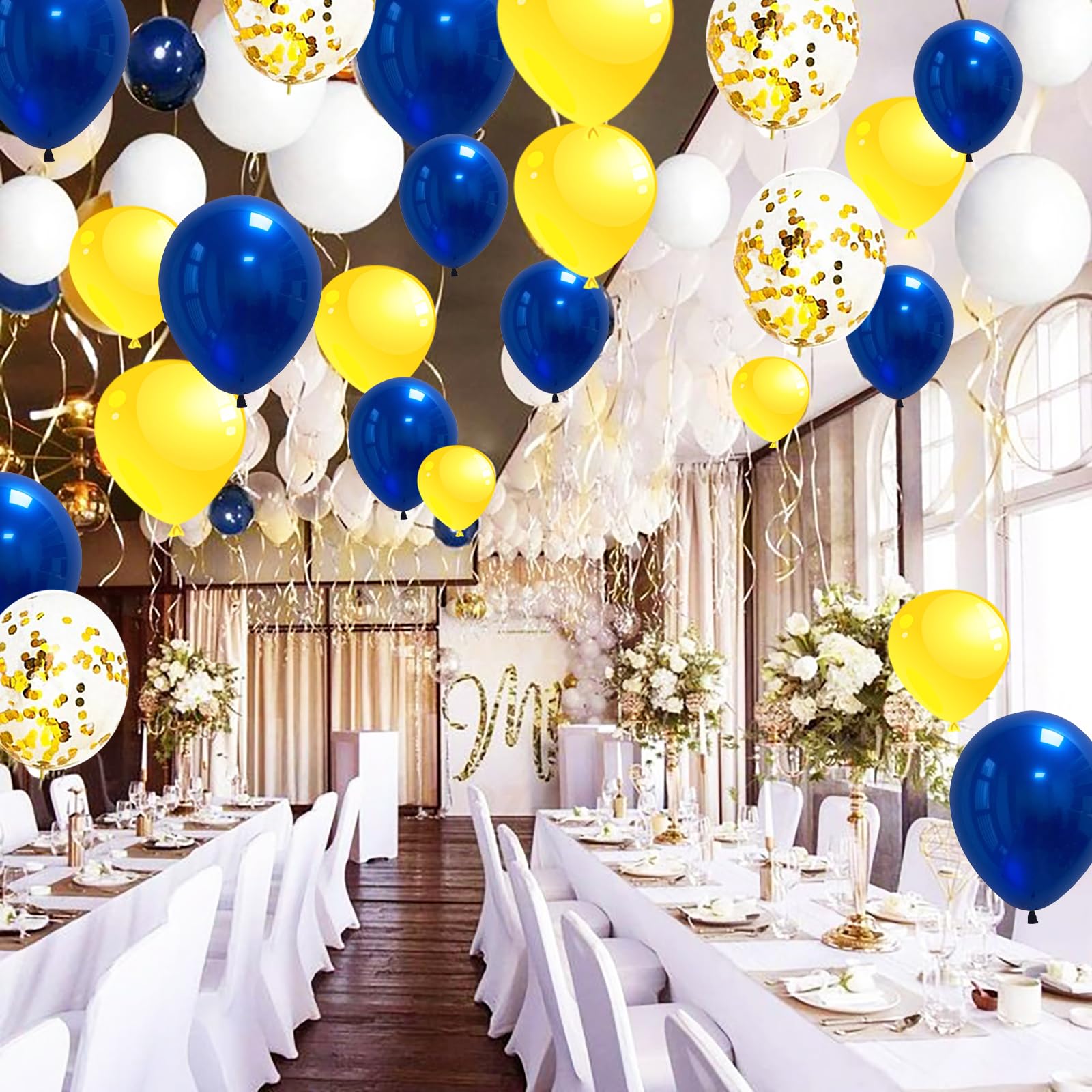 Graduation Party Decorations Navy Blue Yellow 2024/Blue Yellow Balloons/Michigan Balloons/Blue Yellow Birthday Party Decorations 40pcs for Blue Yellow Graduation Decorations 2024