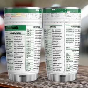 BECHUSKY Excel Tumbler Group Excel Shortcut Tumbler Excel Cheat Sheet Travel Spreadsheet Accounting Student Senior Accountant CPA Gift For Coworker Colleague Friend On Birthday Anniversary Christmas