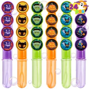 joyin 24 pcs halloween bubble wands, 6 character styles bubble bottles for kids girls boys gift toys, novelty bubble blower party favor supplies, outdoor indoor activity use