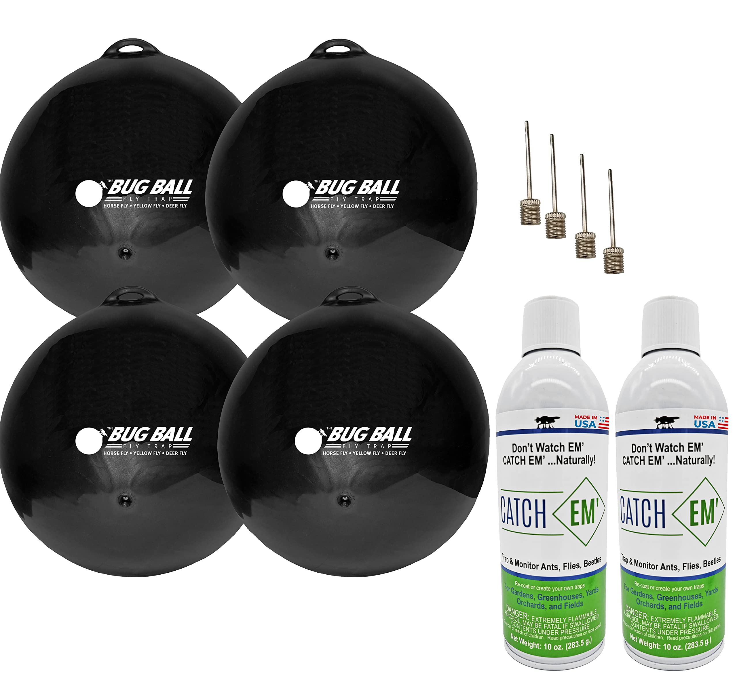 Bug Ball 4 Pack Deluxe kit - Odorless Eco-Friendly Biting Fly and Insect Killer with NO Pesticides or Electricity Needed, Kid and Pet Safe