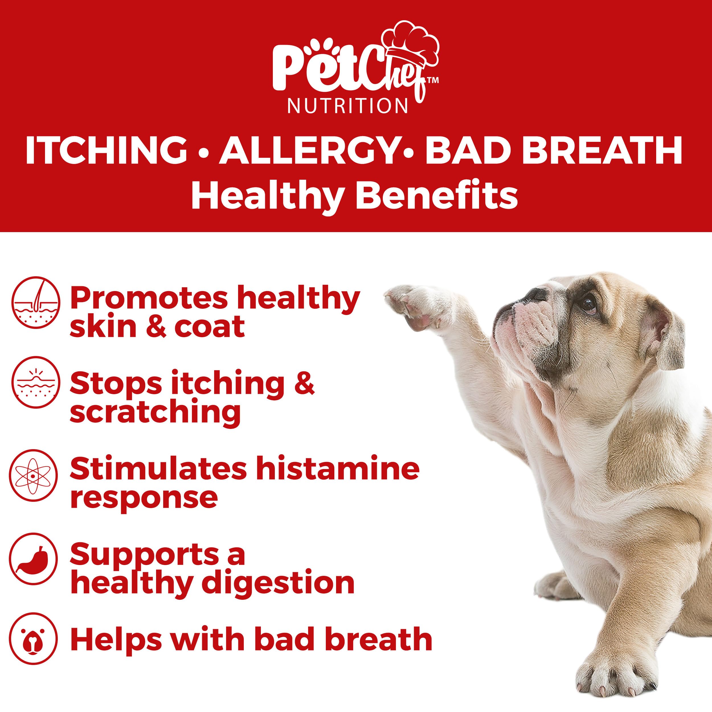 Pet Chef Allergy Defender - Natural Dog Allergy Relief Chews - Effective Medicine for Dog Allergies, Environment and Household Irritant Prevention - Safe & Strong Allergy Supplements for Dogs