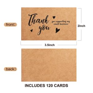 STRONGER 120 Pcs Thank You Cards Small Business, Mini 6 Styles Kraft for Supporting Notes Shopping Thanks Greeting Retail Store Owner Goods Customer,Gift Cards, Funeral 3.6x2.1 Inch