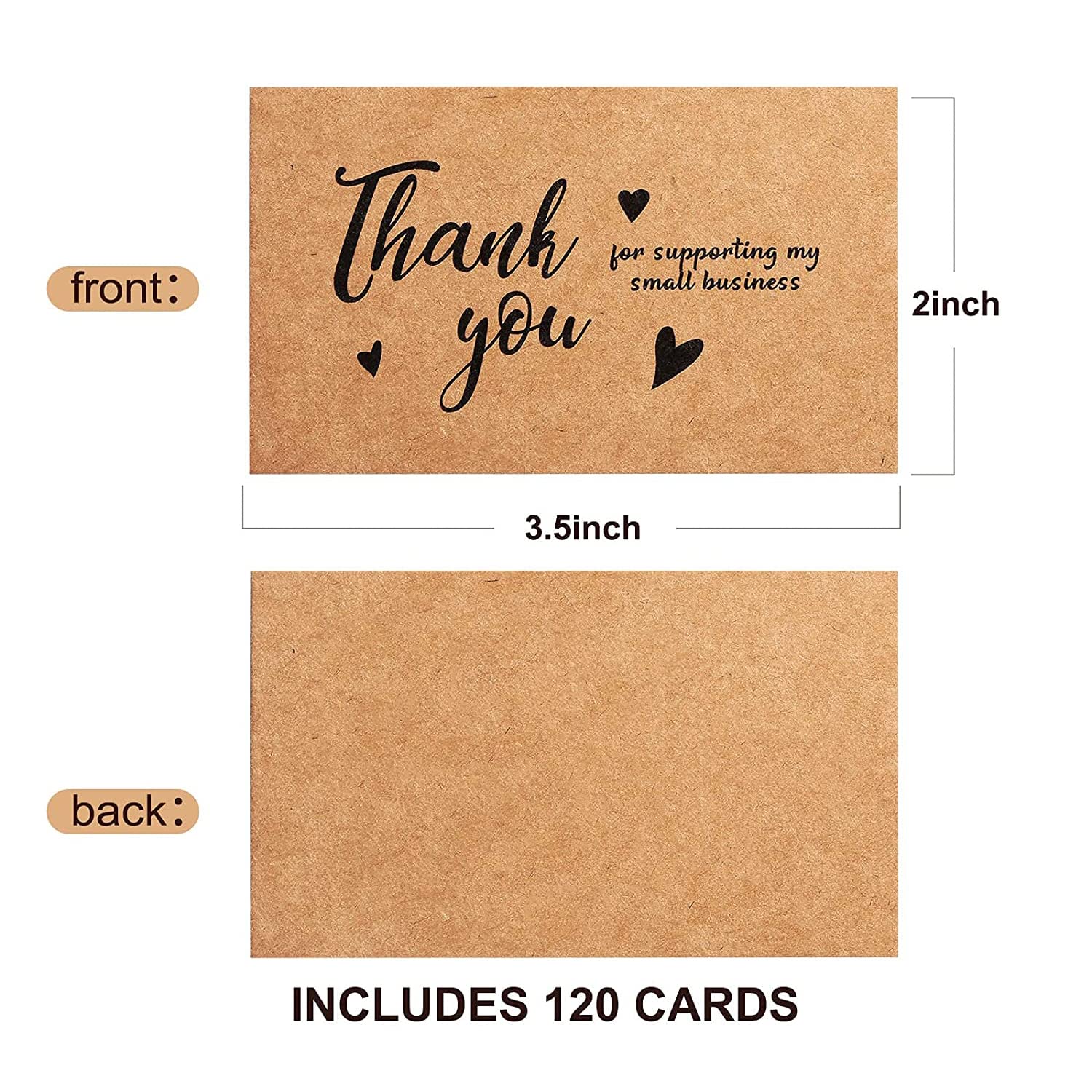 STRONGER 120 Pcs Thank You Cards Small Business, Mini 6 Styles Kraft for Supporting Notes Shopping Thanks Greeting Retail Store Owner Goods Customer,Gift Cards, Funeral 3.6x2.1 Inch