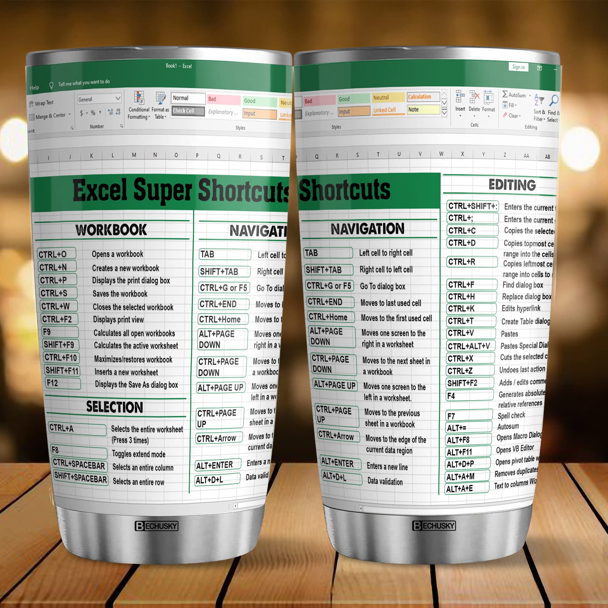 BECHUSKY Excel Tumbler Group Excel Shortcut Tumbler Excel Cheat Sheet Travel Spreadsheet Accounting Student Senior Accountant CPA Gift For Coworker Colleague Friend On Birthday Anniversary Christmas