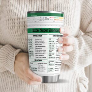 BECHUSKY Excel Tumbler Group Excel Shortcut Tumbler Excel Cheat Sheet Travel Spreadsheet Accounting Student Senior Accountant CPA Gift For Coworker Colleague Friend On Birthday Anniversary Christmas