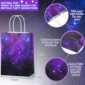 Pajean 16 Pcs Galaxy Favor Bag Galaxy Party Bags with Handles Stars Goodies Bags Galaxy Outer Space Treat Bags Solar System Candy Bags for Baby Shower Decorations Galaxy Themed Birthday Supplies