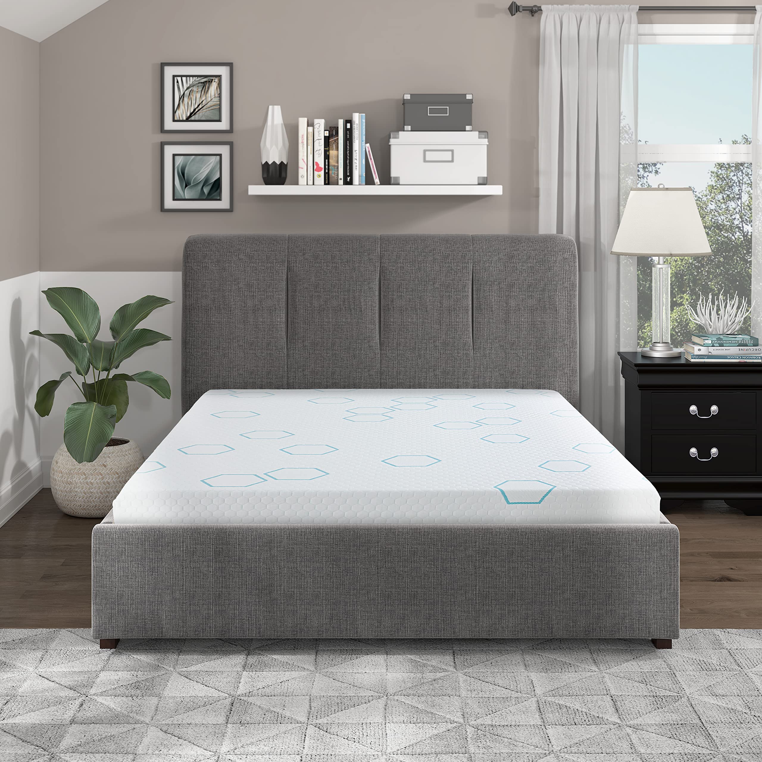 Lexicon Mayesville 8-Inch Copper-Infused Memory Foam Mattress, Queen, Gray