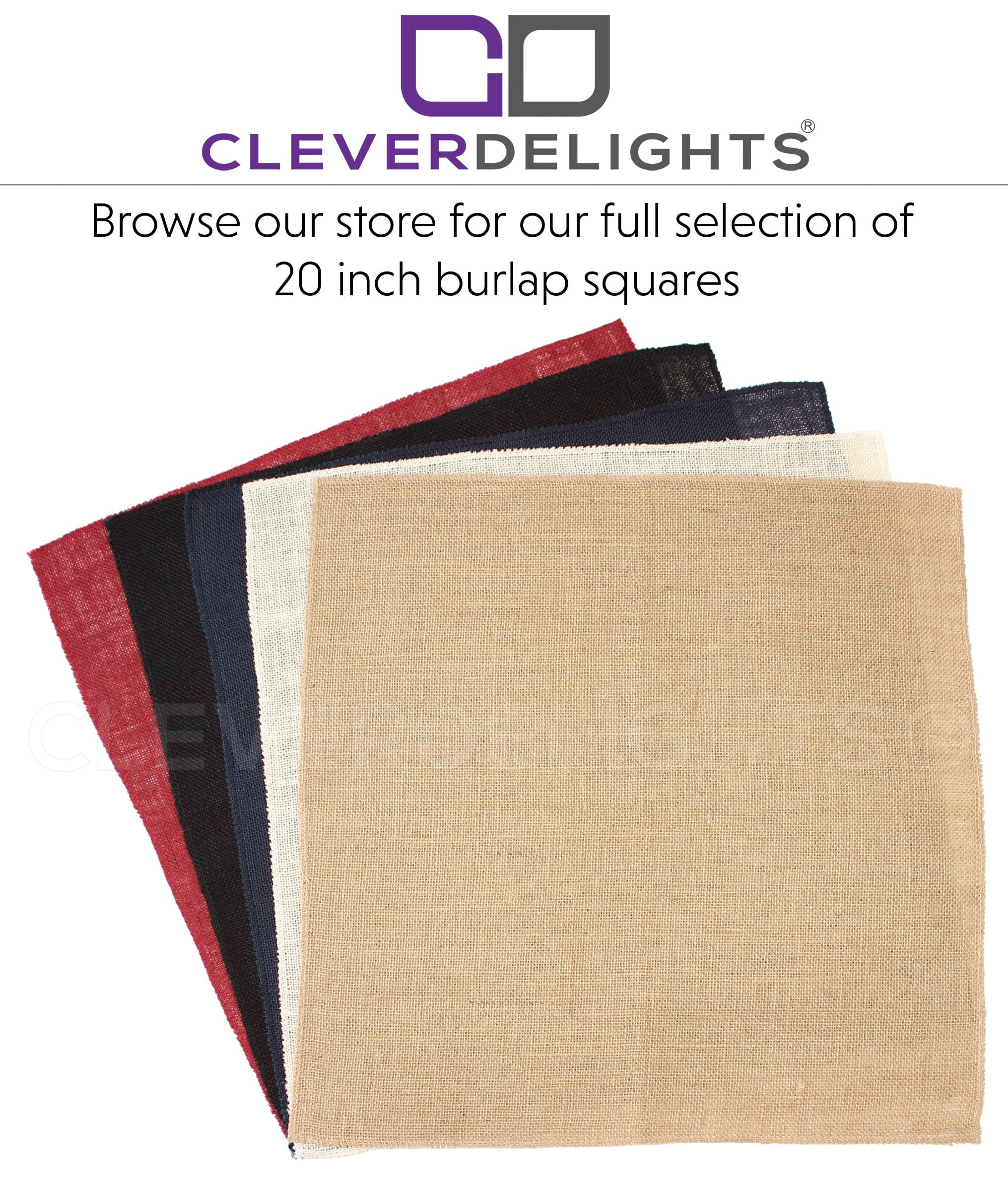 CleverDelights 20 Inch Burlap Squares - 4 Pack - Premium Jute Burlap - Finished Edges - 20" x 20"