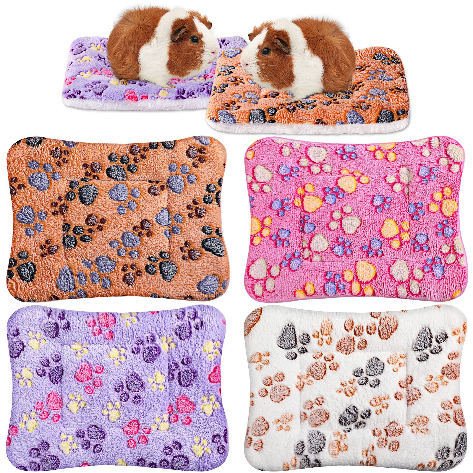 4 Pack Ultra Soft Dog Cat Bed Mat with Cute Prints Reversible Fleece Dog Crate Kennel Pad Cozy Washable Thickened Hamster Guinea Pig Bed Pet Bed Mat for Small Animals (Vivid Color,13 x 10 Inches)