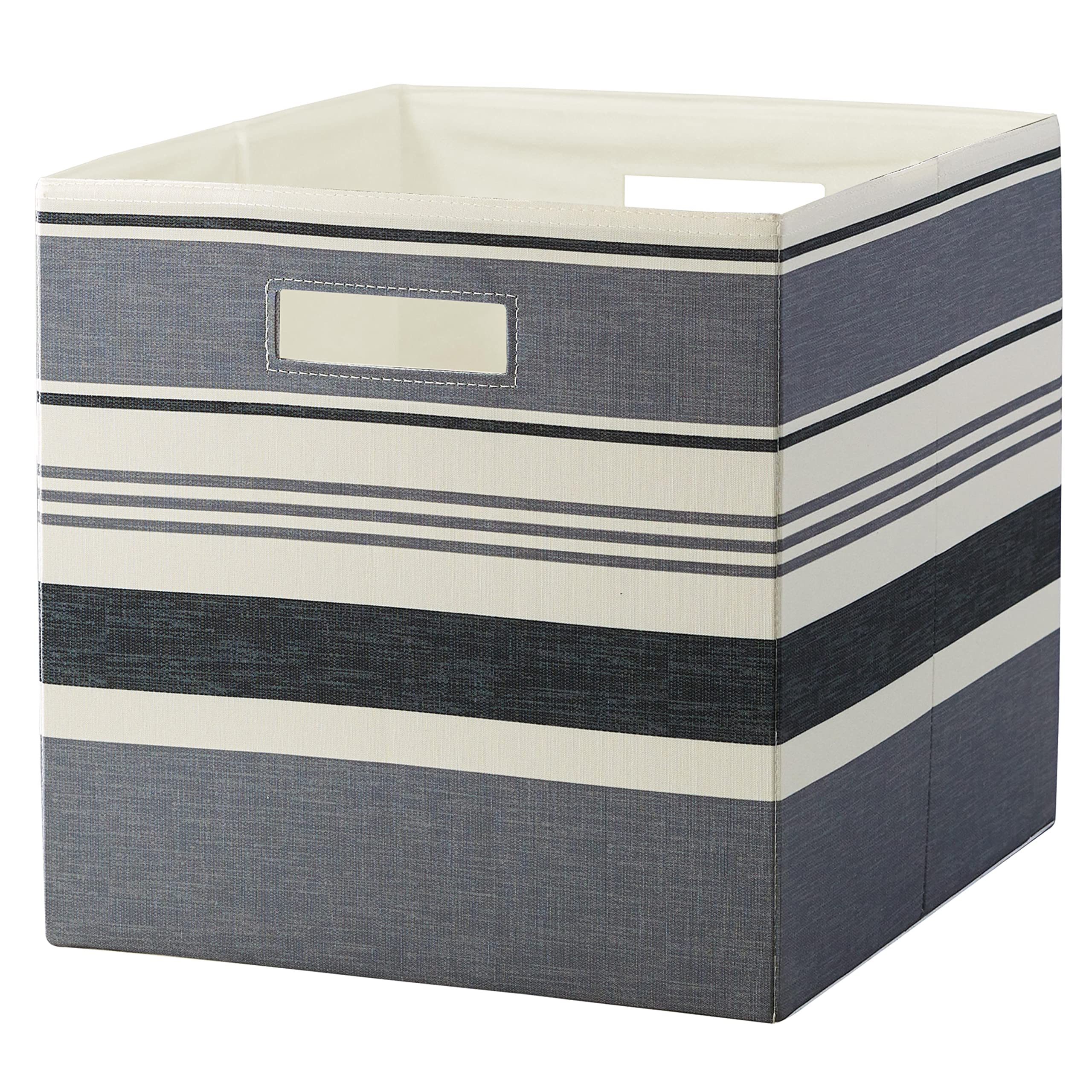 Deahun Better Homes & Gardens Fabric Cube Storage Bins (12.75" x 12.75"), Washed Indigo, 2 Pack (blackstripe)