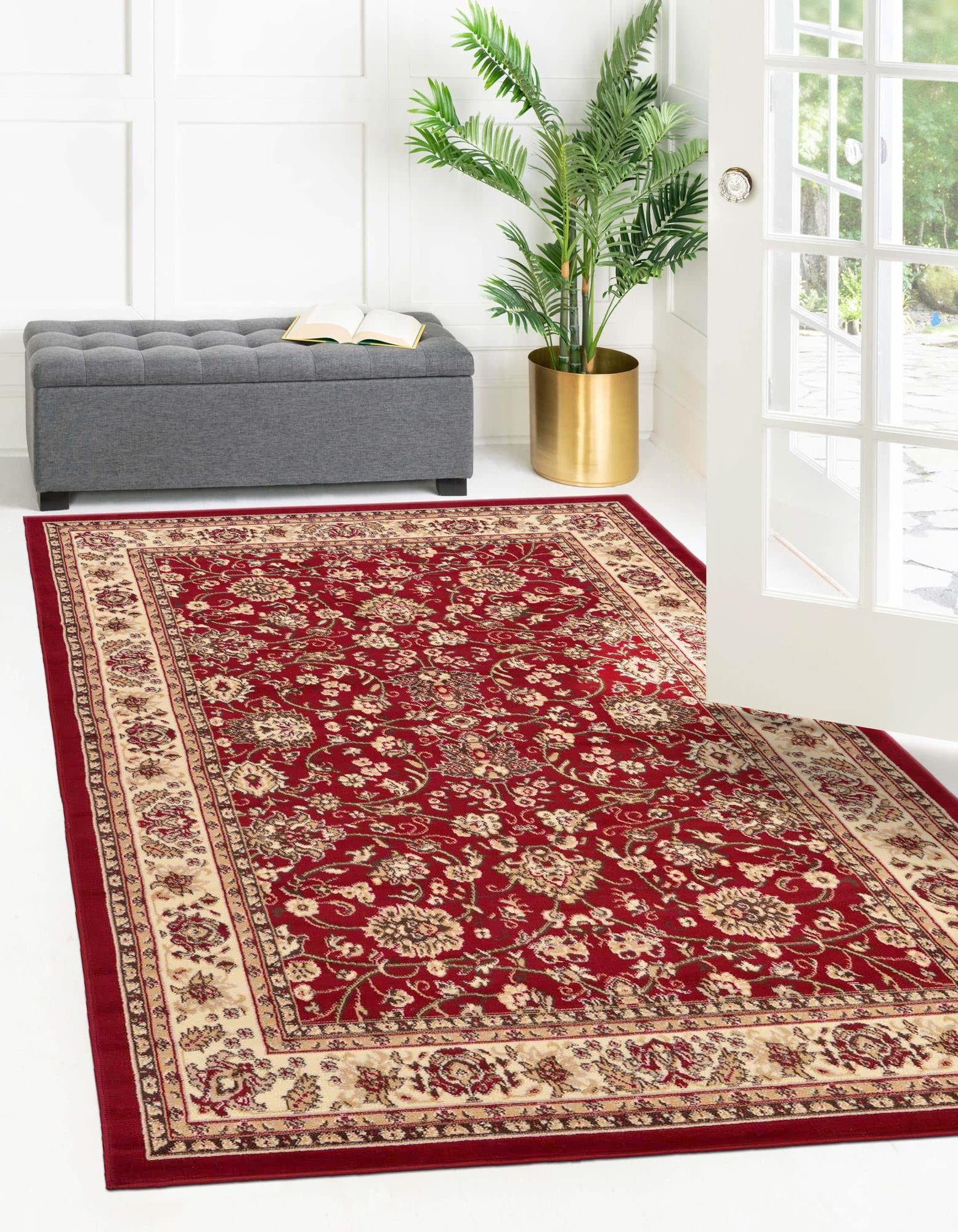 Rugs.com Yasmin Collection Rug – 6' x 9' Burgundy Medium Rug Perfect for Bedrooms, Dining Rooms, Living Rooms