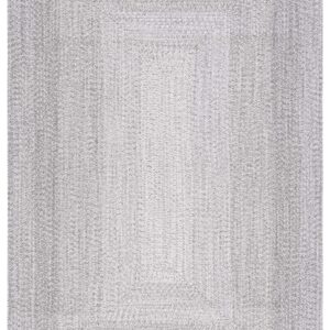 SAFAVIEH Braided Collection Accent Rug - 4' x 6', Grey, Handmade Farmhouse, Ideal for High Traffic Areas in Entryway, Living Room, Bedroom (BRA220F)