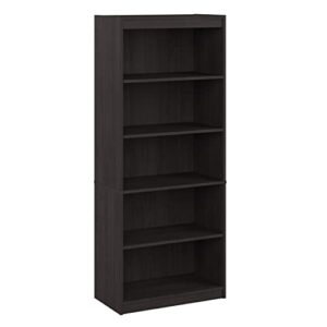 bestar logan 5 shelf bookcase in charcoal maple, 30w