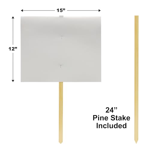 Beistle 3 Piece White Blank Yard Signs With Pine Stakes, Personalize Your Own Outdoor Lawn Decor For Happy Birthday, Garage Sale, For Rent, Graduation, Party Supplies