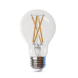 feit electric led built-in dusk to dawn sensor intellibulb - clear filament a19 with an e26 medium base light bulb - 60w equivalent - 15 year life - 800 lumen - 5000k daylight