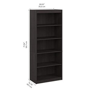 Bestar Logan 5 Shelf Bookcase in Charcoal Maple, 30W