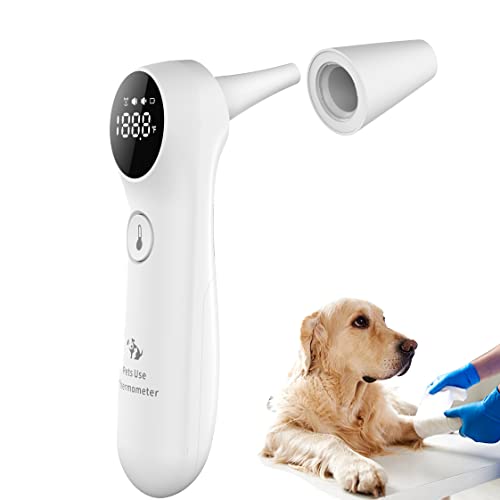 ICARE-PET Dog Ear Temperature Monitor, Long Probe for Pets Ear Canal Only, Measure Dog Temperature in 1 Second, Voice On/Off Switchable, C/F Switchable (White)