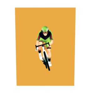 Liif Bicycle Racing Cycling 3D Greeting Pop Up Fathers Day Card, Birthday Card for Him, Men, Dad, Cyclist, Competitive Bicycler, Sara Miller, Retirement Card | With Message Note | Size 8 x 6 Inch