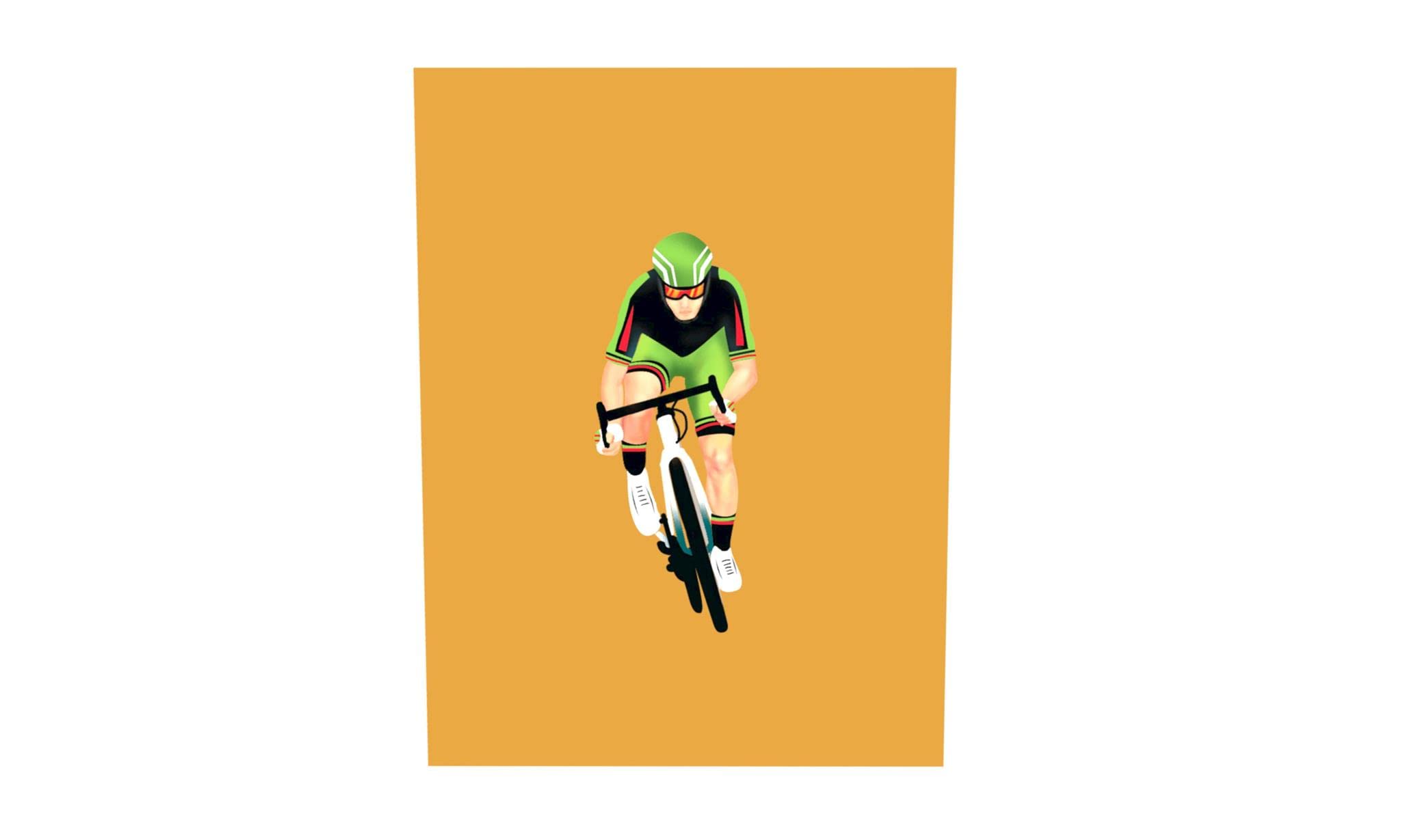 Liif Bicycle Racing Cycling 3D Greeting Pop Up Fathers Day Card, Birthday Card for Him, Men, Dad, Cyclist, Competitive Bicycler, Sara Miller, Retirement Card | With Message Note | Size 8 x 6 Inch