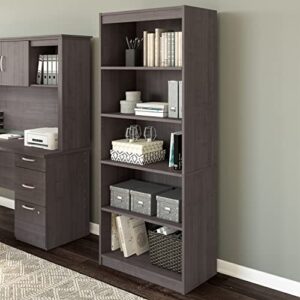 Bestar Logan 5 Shelf Bookcase in Charcoal Maple, 30W