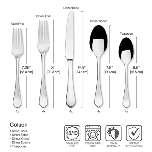 Mikasa Colson 18/10 20 Piece Stainless Steel Flatware Set, Service For 4