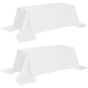 classic white tablecloth 90x156 - white table clothes for 8 foot rectangle tables, 200 gsm stain and wrinkle resistant washable fabric [2 pack]