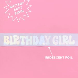 xo, Fetti Birthday Girl sash - Pastel Purple + Iridescent | Fun Birthday Party Decorations, Rainbow Birthday Decor, HBD, Disco Bday