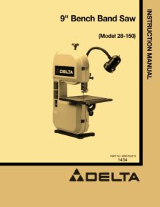 delta 9 inch bench band saw 28-150 instructions & parts manual