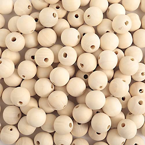 150pcs 25mm Wooden Beads Natural Unfinished Round Wood Loose Beads Wood Spacer Beads for Craft Making Decorations and DIY Crafts