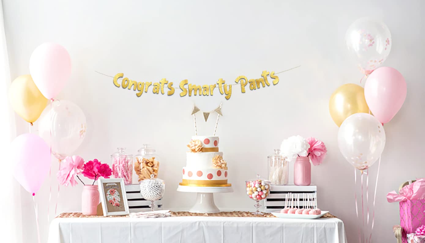 Graduation Party Gold Glitter Banner – Promotion Party Decorations – Congratulations Party Favors and Supplies