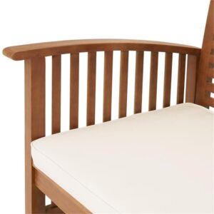 Lyndon Eucalyptus Wood Outdoor 2-Seat Bench with Cream Cushions, Weather-Resistant, Durable, Perfect for Patio and Garden, Coordinating Pieces Available, 48 in. W x 28 in. D x 35 in. H