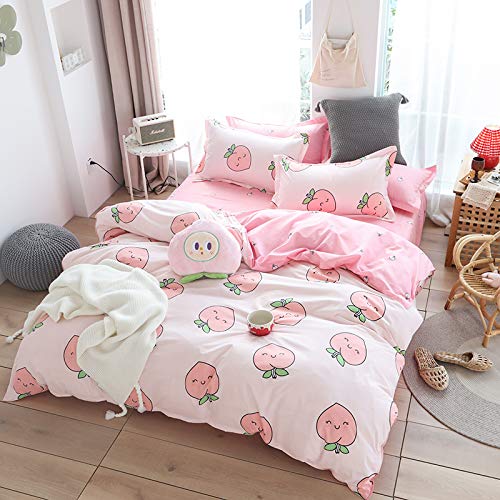 Erosebridal 7 Pieces Peach Bedding Set: Duvet Cover+Bed Sheets (Queen Size)