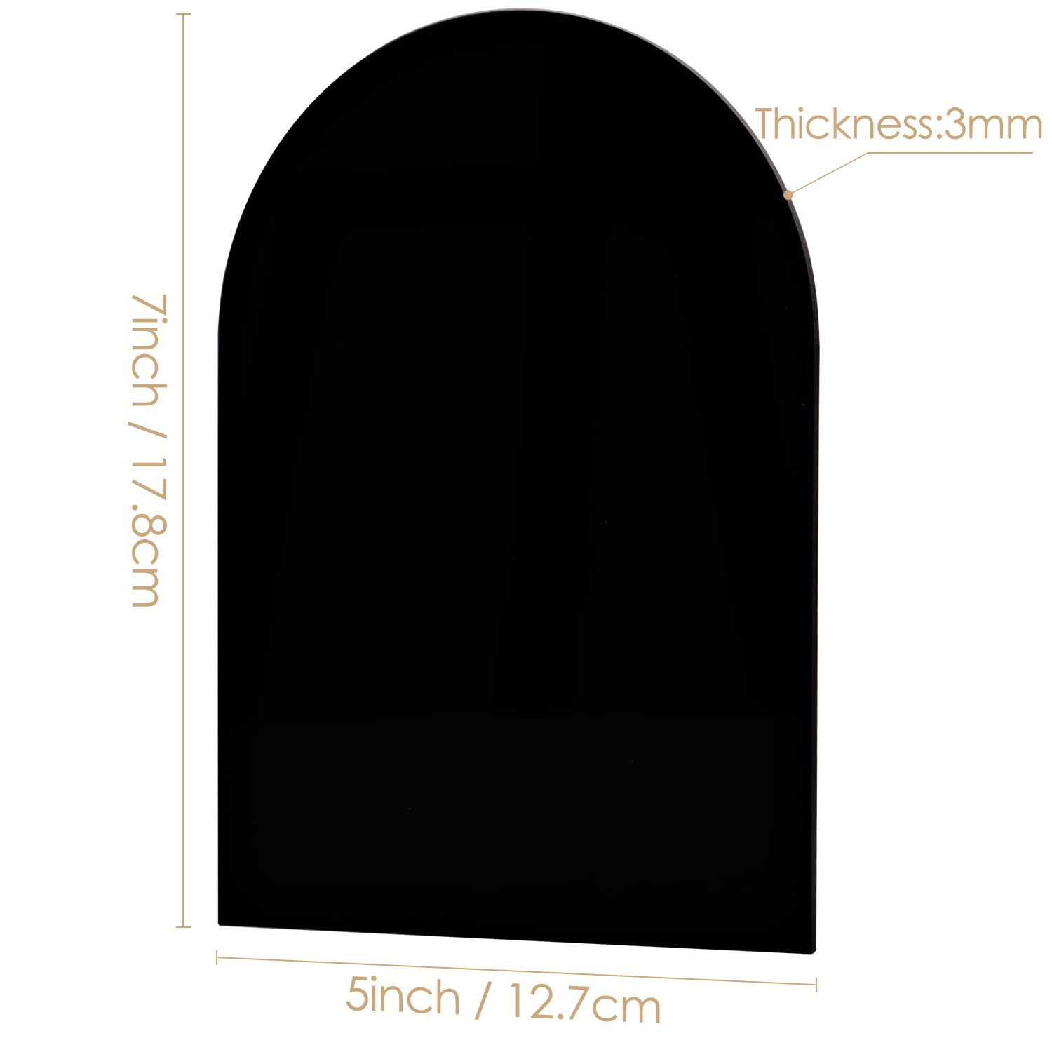 5x7 Inch Blank Black Arch Acrylic Sign | 10 Pack Arch Acrylic Blanks Acrylic Sheet 1/8 inch Thick, DIY Acrylic Arch Table Numbers, Perfect as Arched Modern Wedding Signs, Arched Round Top Table Sign