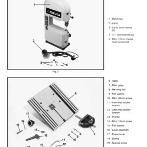 DELTA 9 Inch Bench Band Saw 28-150 Instructions & Parts Manual