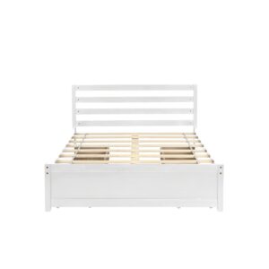 Bellemave Full Bed with 4 Drawers and Headboard Wood Platform Beds with Storage and Slat Support for Kids Boys Girls Teens, White