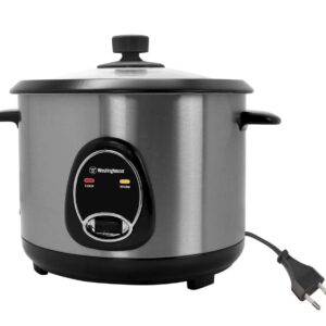 Westinghouse 220 Volts Rice Cooker 16 Cup, Non Stick Cooking Pot, Measuring Cup, Keep Warm Function-Stainless Steel-1000W (NOT FOR USE IN USA)