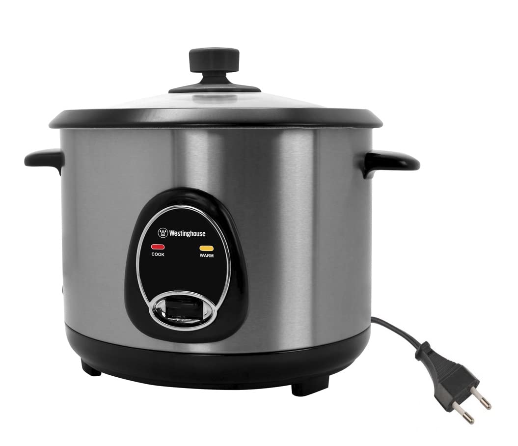 Westinghouse 220 Volts Rice Cooker 16 Cup, Non Stick Cooking Pot, Measuring Cup, Keep Warm Function-Stainless Steel-1000W (NOT FOR USE IN USA)