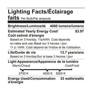 Feit Electric LED Three-Color Selectable Intellibulb - A23 with an E26 Medium Base Light Bulb - 300W Equivalent - 15 Year Life - 4060 Lumen - 2700K Soft White, 4000K Cool White and 5000K Daylight