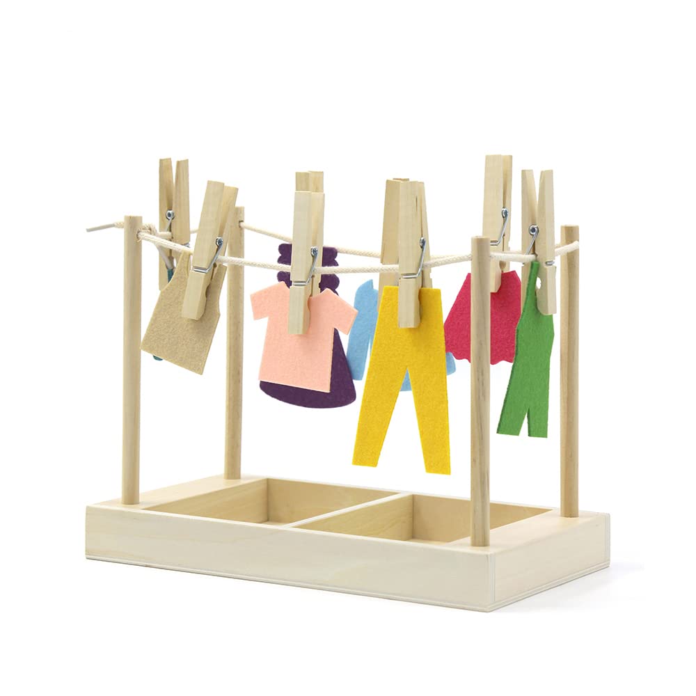 Kiddison Clothespin Exercise Clothesline Montessori Practical Life Preliminary Activity