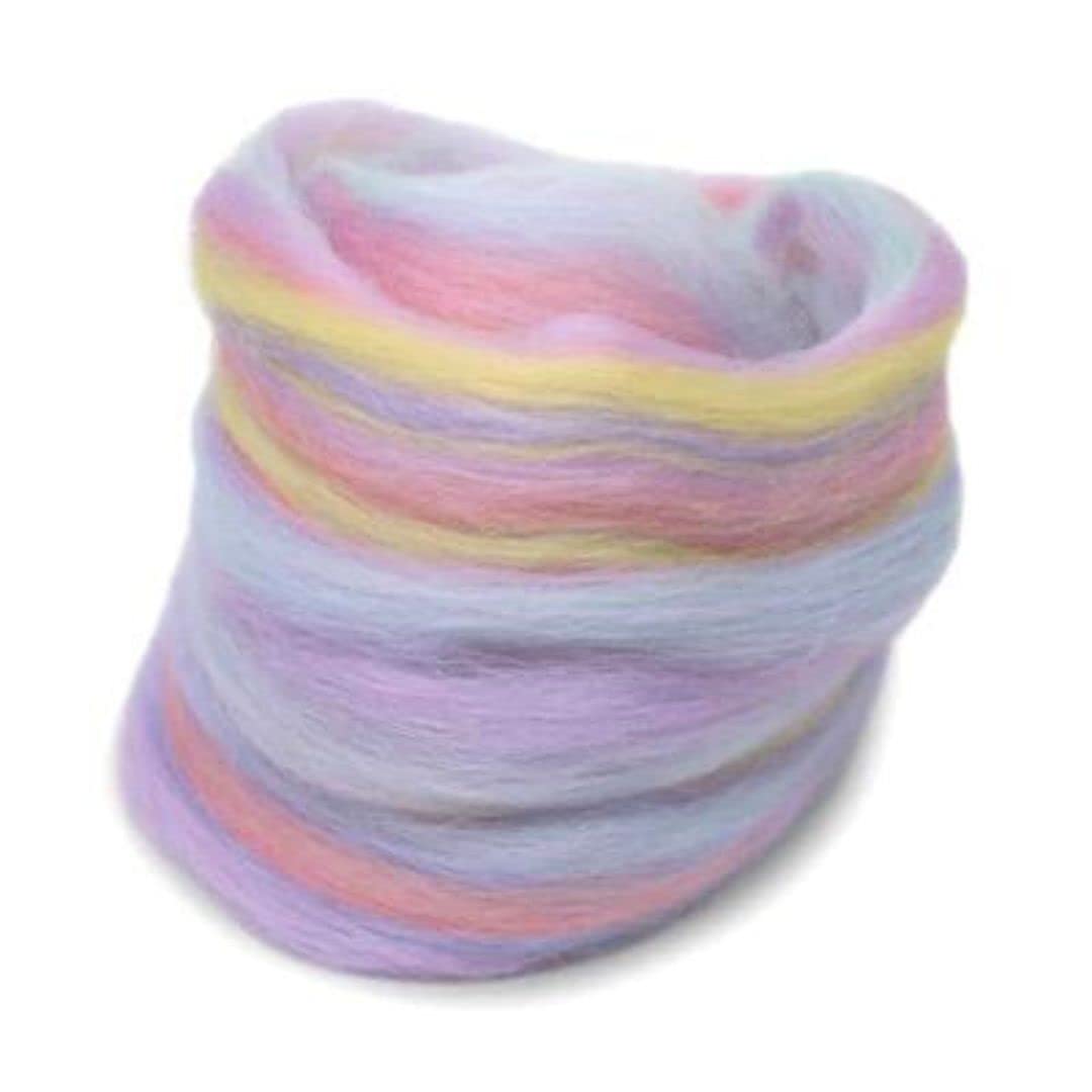 Revolution Fibers Multicolored Merino Wool Top, Cotton Candy Blend | 8 oz Luxuriously Soft 22 Mircon Blend | Ready to Spin, Blend, Weave, Knit, or Felt