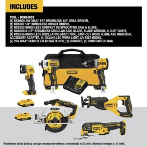 DEWALT 20V MAX* XR Cordless Combo Kit (6-Tool) with (2) Ah Batteries and Charger (DCK648D2)