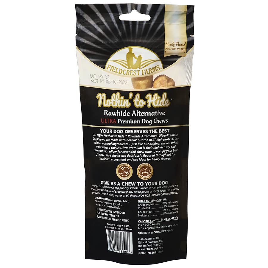 Fieldcrest Farms Nothing to Hide Natural Rawhide Alternative 3'' Wish Bones for Dogs - Digestible Rawhide Free Dog Chews Long Lasting - Bones for Small Dogs - Great for Dental Health 12 Bones