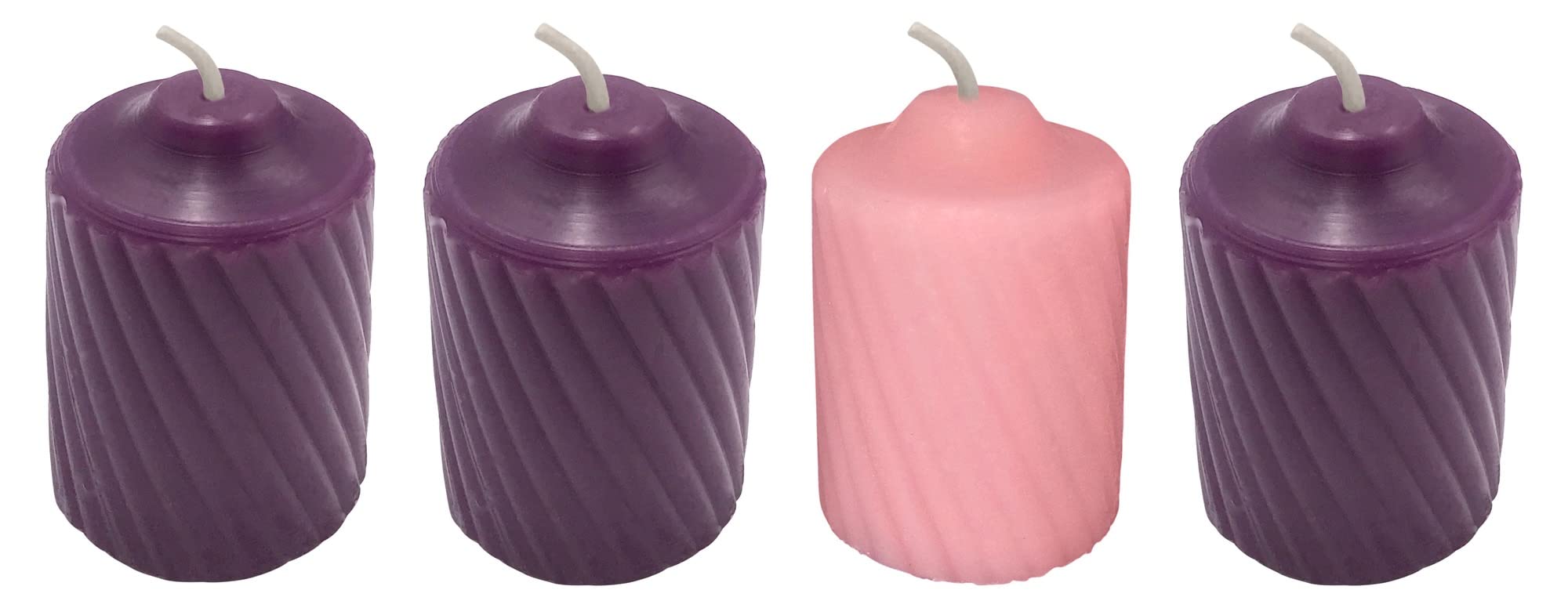 Christmas Advent Votive Candles 5 Sets of 4 Candles Lightly Scented 3 Purple &1 Pink Candle per Set with Sculpted Outer Finish