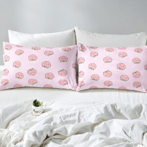 Erosebridal 6 Pieces Peach Bedding Set: Duvet Cover+Fitted Sheet (Full Size)