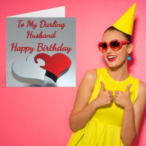 Stuff4 Cute Birthday Cards for Husband - My Darling Husband - Romantic Happy Birthday Card for Husband from Wife Partner, Special Husband Birthday Gifts, 5.7 x 5.7 Inch Hubby Greeting Cards