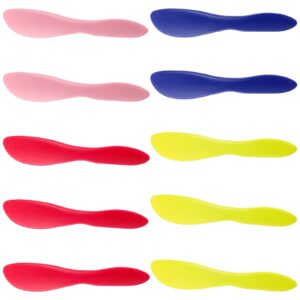 10 pieces plastic butter spreader multi purpose butter knife spreader versatile butter knife frosting knives for soft cheese butter cream icing, 7 x 1.4 inch (red, green, blue, pink)