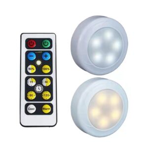 KEFA 2 Packs Battery Operated Light Bulbs No Electricity for Lamps,AA Battery Light Bulb with Remote Control,Battery Powered LED Puck Lights with E26 Screw in for No Hardwired Lighting Fixture